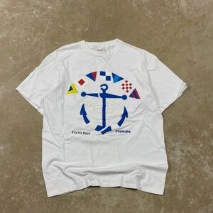 Vtg 90s Florida Keys Anchor T-Shirt L Rich Tees USA Single Stitch Nautical Tee